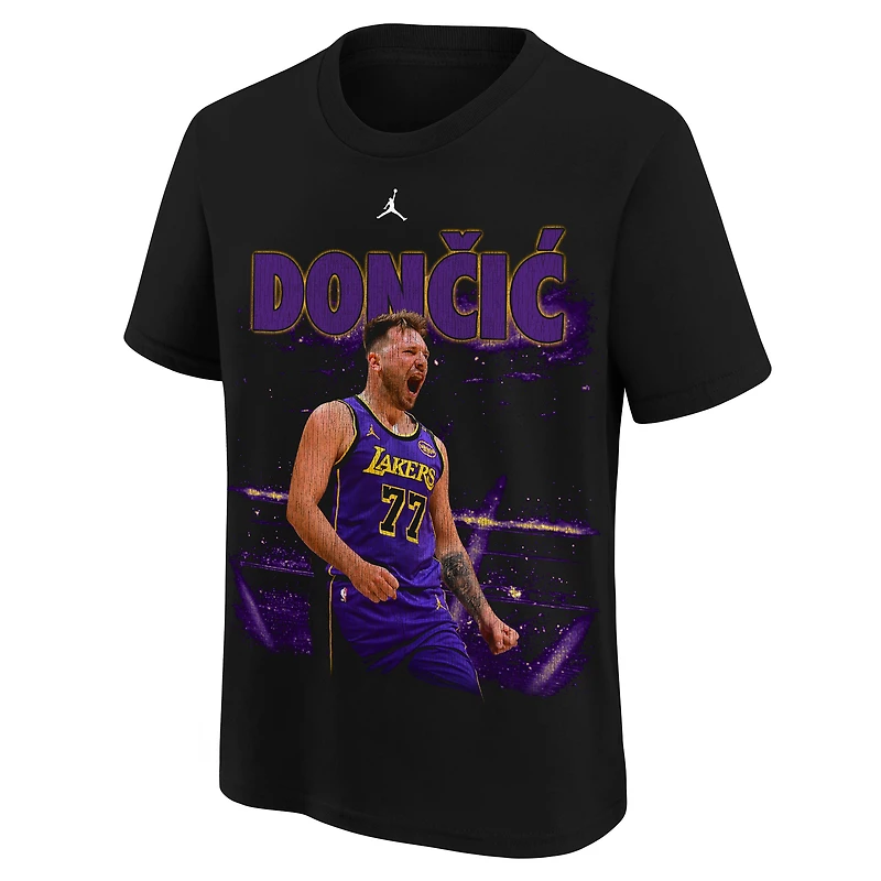 T-shirt Jordan Brand Luka Dončić noir pour jeunes Los Angeles Lakers New Faces x Places