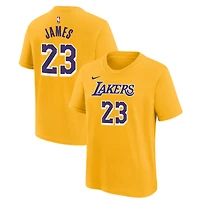 T-shirt avec nom et numéro Icon Los Angeles Lakers LeBron James Gold pour jeune