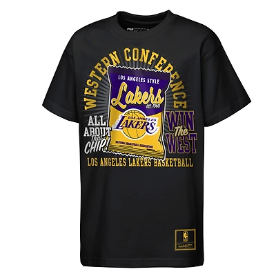T-shirt premium Mitchell & Ness noir Los Angeles Lakers « All About the Chip » pour jeunes
