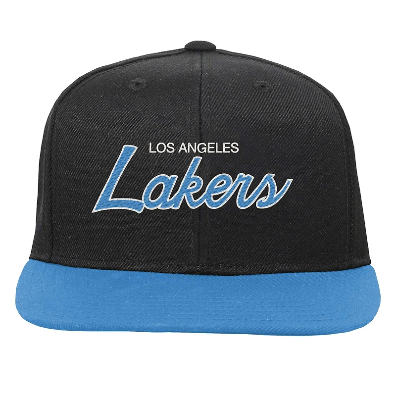 Casquette snapback noire Los Angeles Lakers Team Script pour jeune Mitchell & Ness