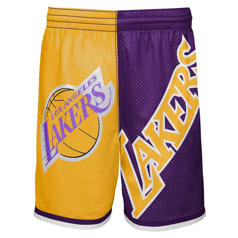 Short Big Face 5.0 pour jeune Mitchell & Ness or/violet Los Angeles Lakers Hardwood Classics