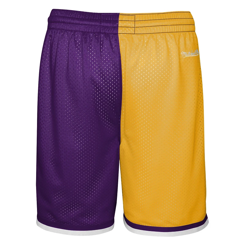 Short Big Face 5.0 pour jeune Mitchell & Ness or/violet Los Angeles Lakers Hardwood Classics