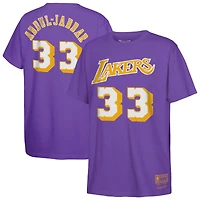 Youth Mitchell & Ness Kareem Abdul-Jabbar Purple Los Angeles Lakers Hardwood Classics Name Number T-Shirt