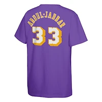 Youth Mitchell & Ness Kareem Abdul-Jabbar Purple Los Angeles Lakers Hardwood Classics Name Number T-Shirt