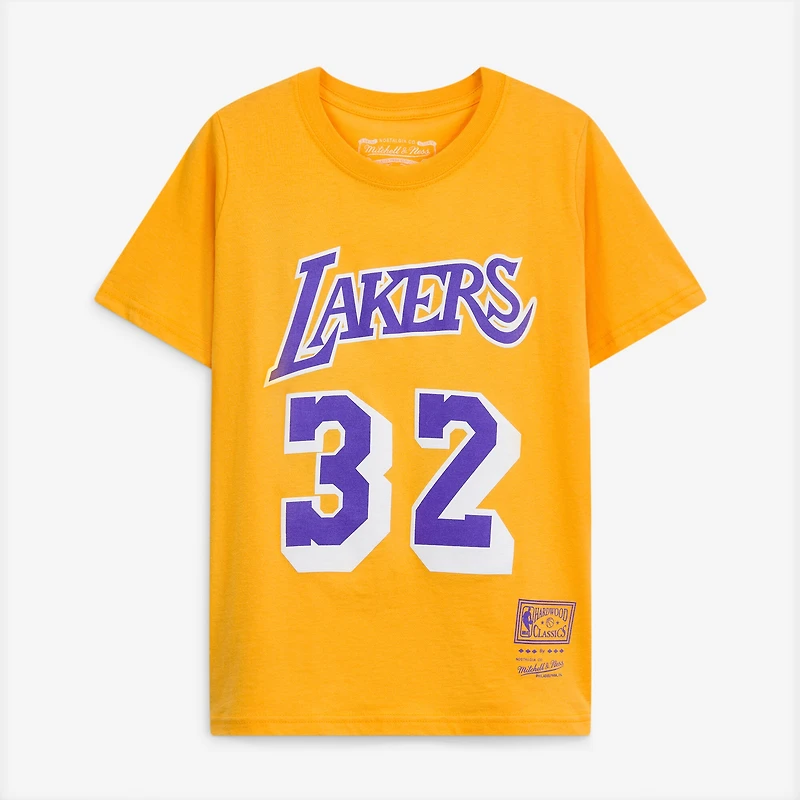 Youth Mitchell & Ness Magic Johnson Gold Los Angeles Lakers Hardwood Classics Name Number T-Shirt