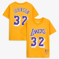Youth Mitchell & Ness Magic Johnson Gold Los Angeles Lakers Hardwood Classics Name Number T-Shirt