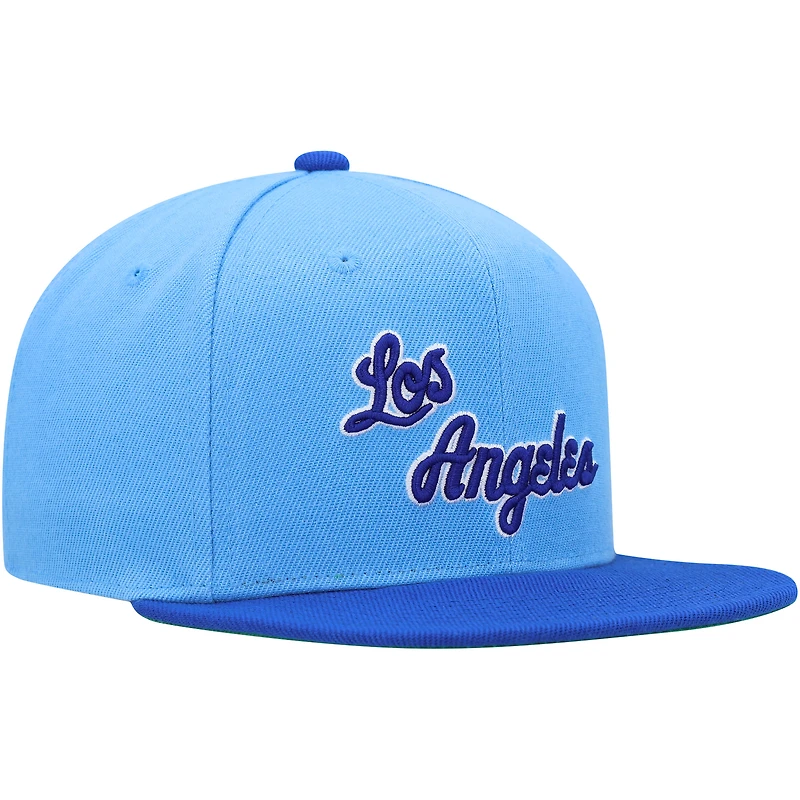 Casquette snapback bicolore bleu poudré/royal Los Angeles Lakers Mitchell & Ness pour jeune
