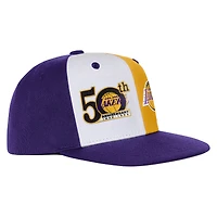 Casquette snapback double devant Mitchell & Ness violette 50e anniversaire des Los Angeles Lakers