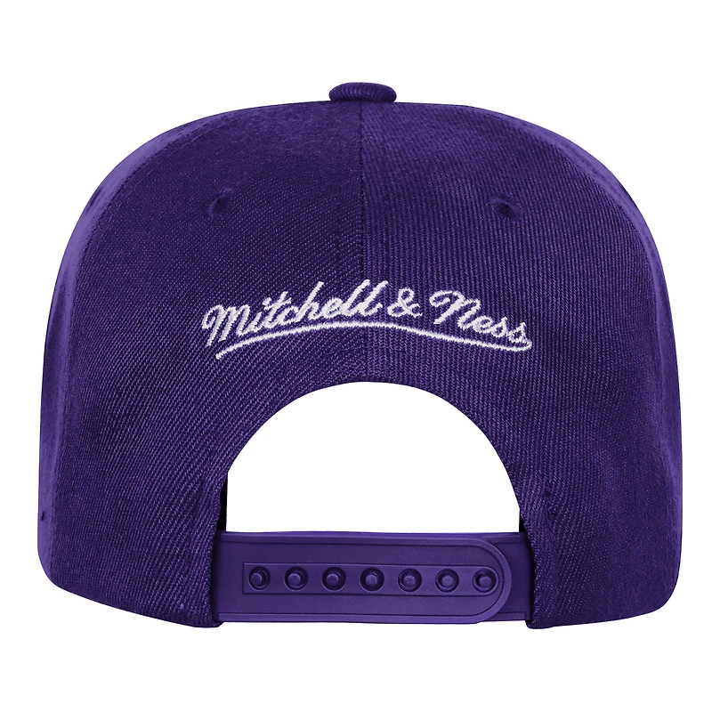 Casquette snapback double devant Mitchell & Ness violette 50e anniversaire des Los Angeles Lakers