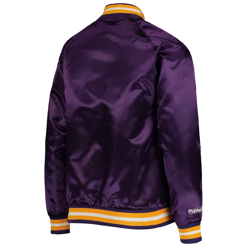 Youth Mitchell & Ness Purple Los Angeles Lakers Hardwood Classics Satin Raglan Full-Snap Jacket