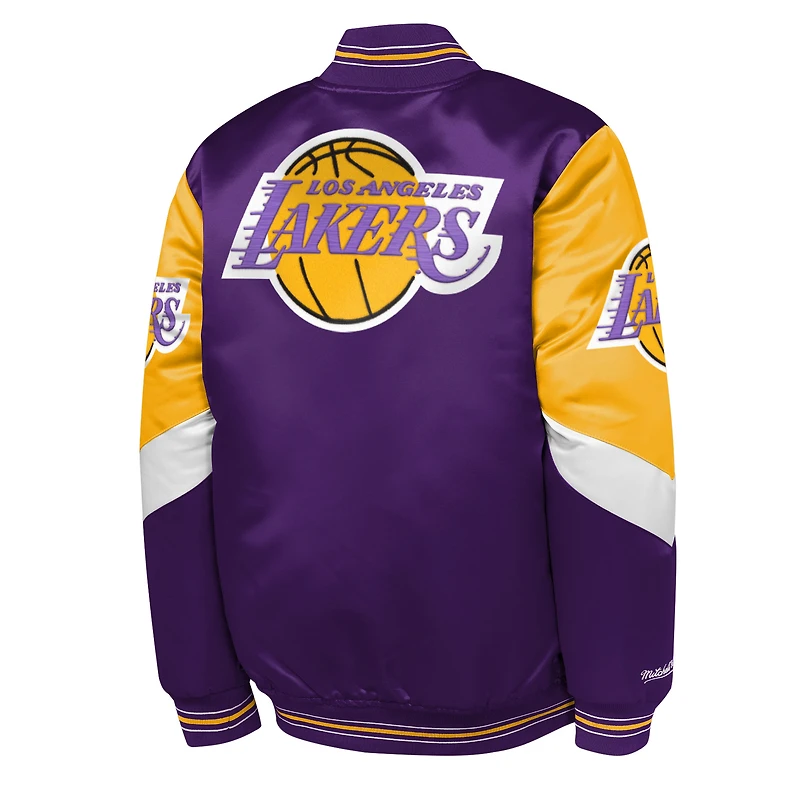 Youth Mitchell & Ness  Purple Los Angeles Lakers Throw It Back Heavyweight Full-Zip Satin Jacket