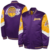 Veste en satin épais entièrement zippée violette Mitchell & Ness des Los Angeles Lakers Throw It Back pour jeune