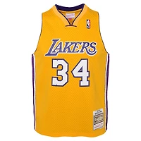 Maillot Swingman Mitchell & Ness Shaquille O'Neal Gold Los Angeles Lakers 1999/00 Hardwood Classics pour jeunes
