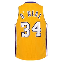 Maillot Swingman Mitchell & Ness Shaquille O'Neal Gold Los Angeles Lakers 1999/00 Hardwood Classics pour jeunes