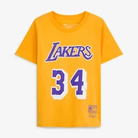 Youth Mitchell & Ness Shaquille O'Neal Gold Los Angeles Lakers Hardwood Classics Name Number T-Shirt