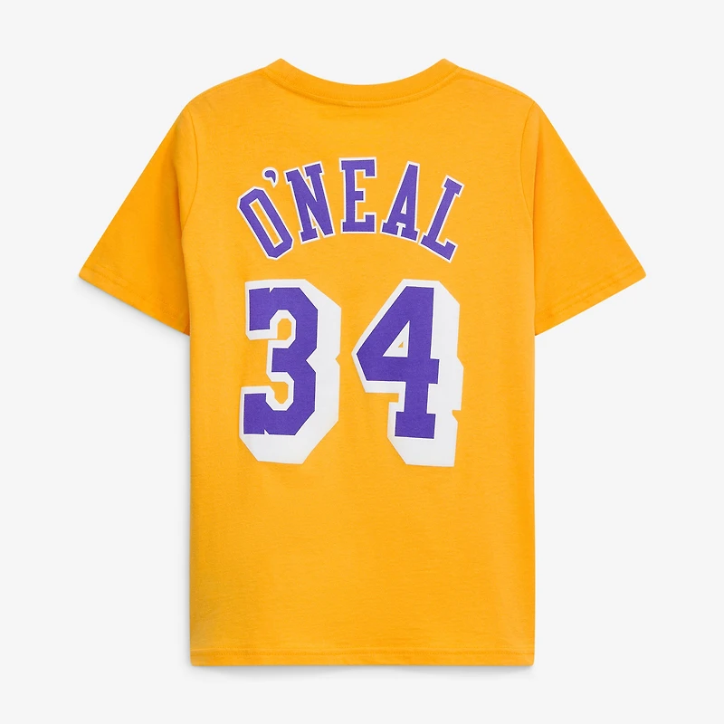 Youth Mitchell & Ness Shaquille O'Neal Gold Los Angeles Lakers Hardwood Classics Name Number T-Shirt