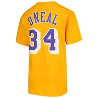Youth Mitchell & Ness Shaquille O'Neal Gold Los Angeles Lakers Hardwood Classics Name Number T-Shirt