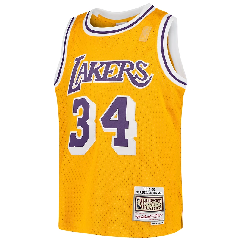 Maillot Mitchell & Ness Shaquille O'Neal Gold Los Angeles Lakers Swingman pour jeune