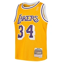 Maillot Mitchell & Ness Shaquille O'Neal Gold Los Angeles Lakers Swingman pour jeune