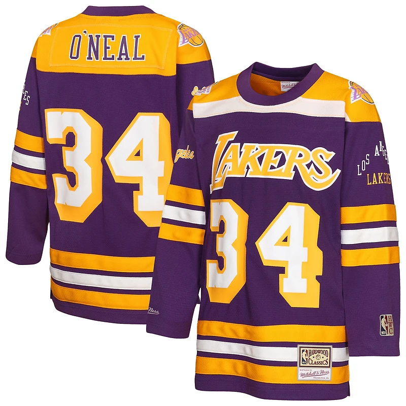 Maillot de hockey tendance Maxxed Out 2.0 violet pour jeunes Mitchell & Ness Shaquille O'Neal des Los Angeles Lakers