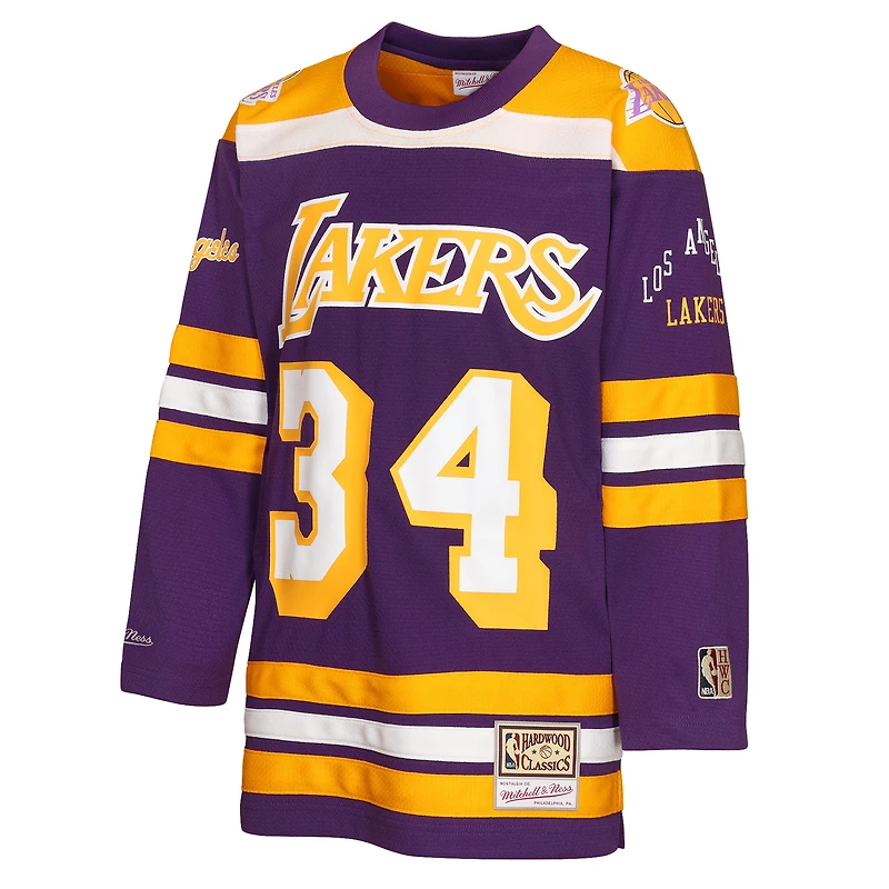 Youth Mitchell & Ness Shaquille O'Neal Purple Los Angeles Lakers Maxxed Out 2.0 Fashion Hockey Jersey