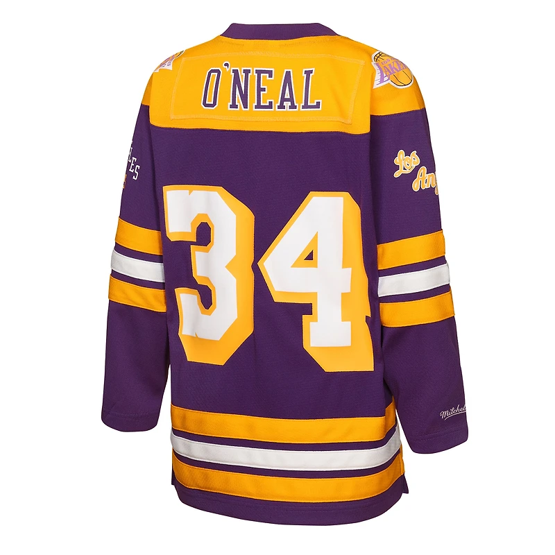 Youth Mitchell & Ness Shaquille O'Neal Purple Los Angeles Lakers Maxxed Out 2.0 Fashion Hockey Jersey