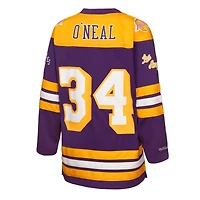 Youth Mitchell & Ness Shaquille O'Neal Purple Los Angeles Lakers Maxxed Out 2.0 Fashion Hockey Jersey