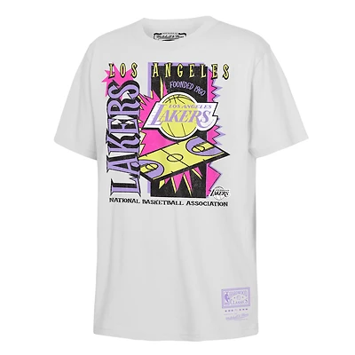 Youth Mitchell & Ness  White Los Angeles Lakers Neon Court Shock T-Shirt