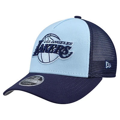 Youth New Era Light Blue Los Angeles Lakers Colorpack 9FORTY A-Frame Trucker Adjustable Hat