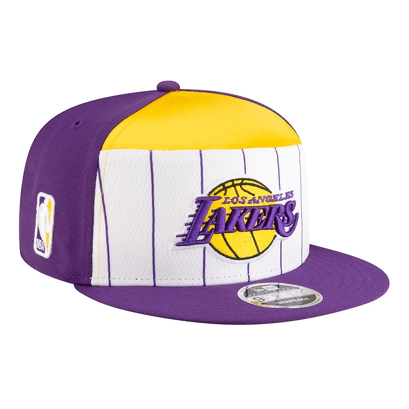 Casquette snapback 9FIFTY blanche/violette New Era pour jeunes Los Angeles Lakers 2025 NBA Tip Off Split Panel