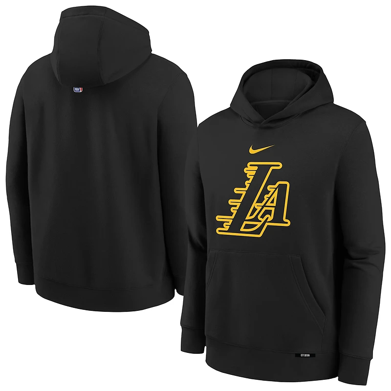 Sweat à capuche Nike City Edition Club logo Los Angeles Lakers NBA Youth HO25 OST pour homme, noir, avec du club.