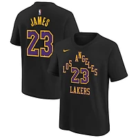 T-shirt Nike LeBron James noir Los Angeles Lakers édition City 2025/26 pour jeunes, nom et numéro