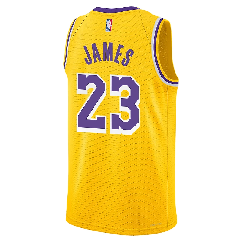 Maillot Swingman des Los Angeles Lakers Nike LeBron James Or pour Jeunes - Icon Edition