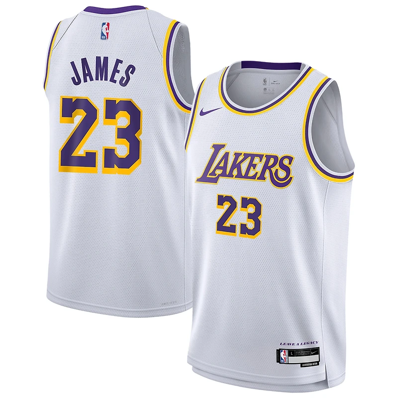 Maillot Swingman Nike LeBron James blanc Los Angeles Lakers pour enfant - Édition Association