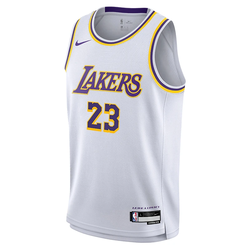 Maillot Swingman Nike LeBron James blanc Los Angeles Lakers pour enfant - Édition Association