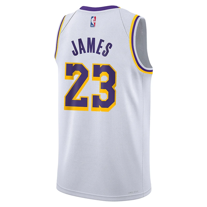 Maillot Swingman Nike LeBron James blanc Los Angeles Lakers pour enfant - Édition Association