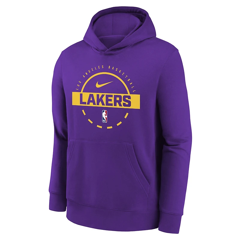 Youth Nike Purple Los Angeles Lakers Club Fleece Practice Hoodie
