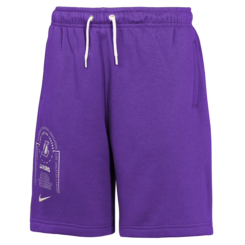 Short en molleton Nike violet pour jeunes Los Angeles Lakers Courtside Club