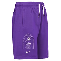Youth Nike Purple Los Angeles Lakers Courtside Club Fleece Shorts