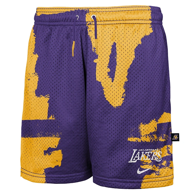 Short d'entraînement Nike Courtside Pro Shot Dri-FIT Mesh violet pour jeunes, Los Angeles Lakers.