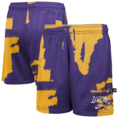 Short d'entraînement Nike Courtside Pro Shot Dri-FIT Mesh violet pour jeunes, Los Angeles Lakers.