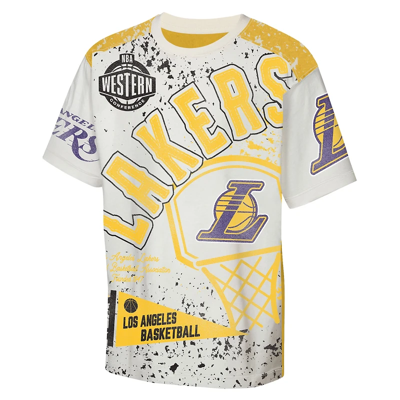 T-shirt imprimé intégral Youth Outerstuff Cream Los Angeles Lakers Top Player