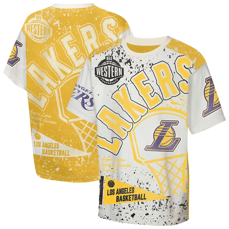 T-shirt imprimé intégral Youth Outerstuff Cream Los Angeles Lakers Top Player
