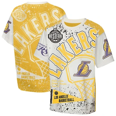 T-shirt imprimé intégral Youth Outerstuff Cream Los Angeles Lakers Top Player
