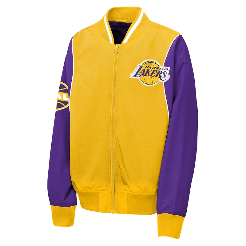 Coupe-vent zippé à deux points Youth Outerstuff doré/violet des Los Angeles Lakers