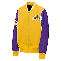 Coupe-vent zippé à deux points Youth Outerstuff doré/violet des Los Angeles Lakers