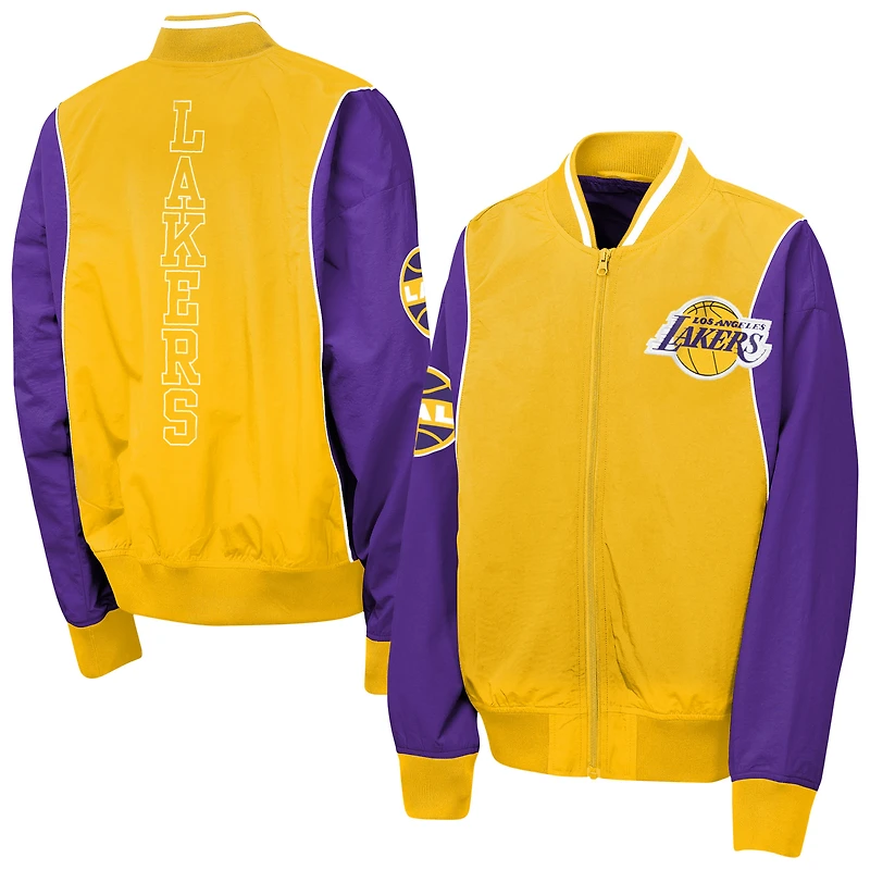 Coupe-vent zippé à deux points Youth Outerstuff doré/violet des Los Angeles Lakers