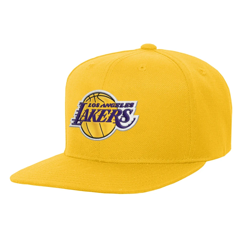 Youth Outerstuff Gold Los Angeles Lakers Logo Flatbrim Snapback Hat