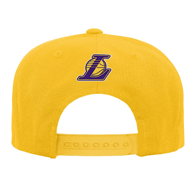 Casquette snapback à visière plate avec logo des Los Angeles Lakers pour Youth Outerstuff Gold