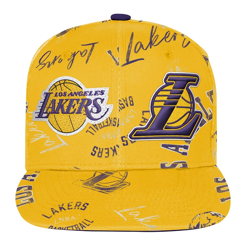 Youth Outerstuff  Gold Los Angeles Lakers Street Hooper Allover Print Snapback Hat